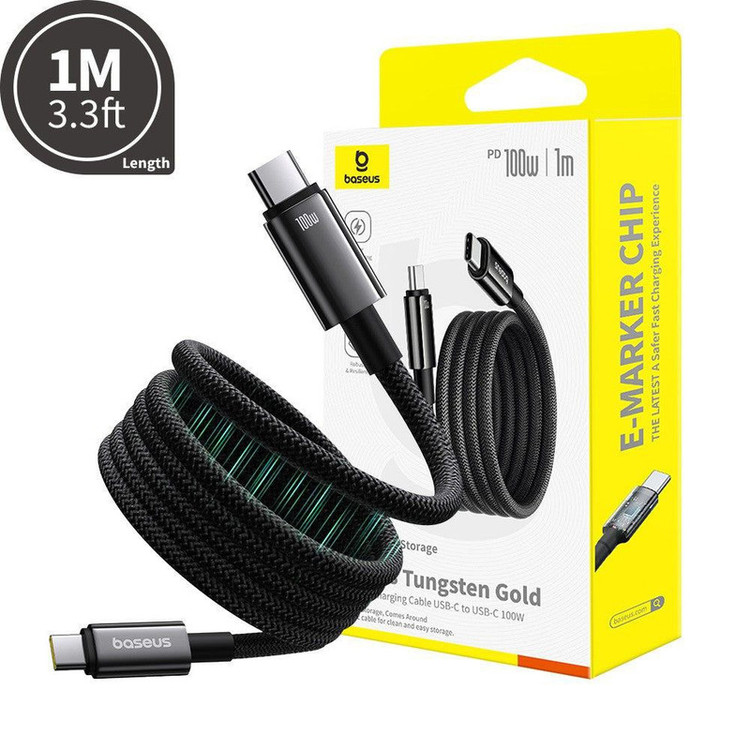 کابل USB-C بیسوس مدل Tungsten Gold Magnetic 100W طول 1 متر