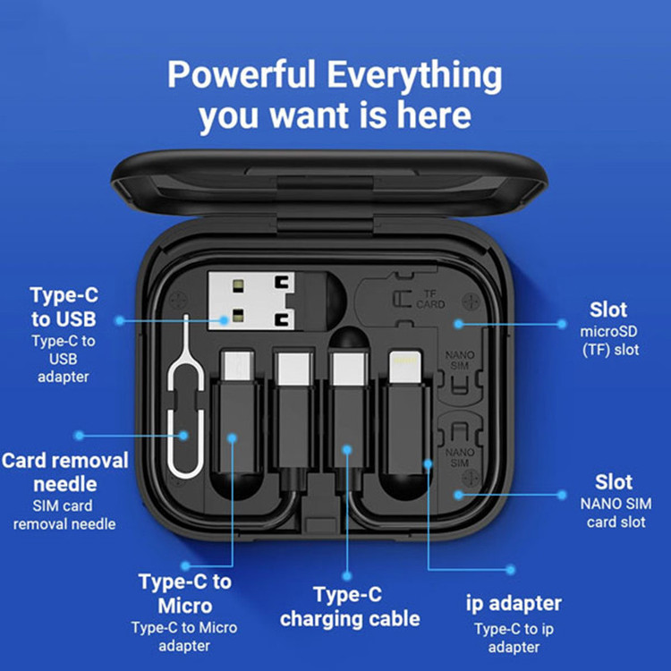 کابل تبدیل USB-C/USB به لایتنینگ/USB-C/MicroUSB بیوا مدل C-18 طول 0.28 متر