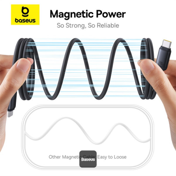 کابل USB-C بیسوس مدل PicoGo Magnetic 240W طول 1 متر