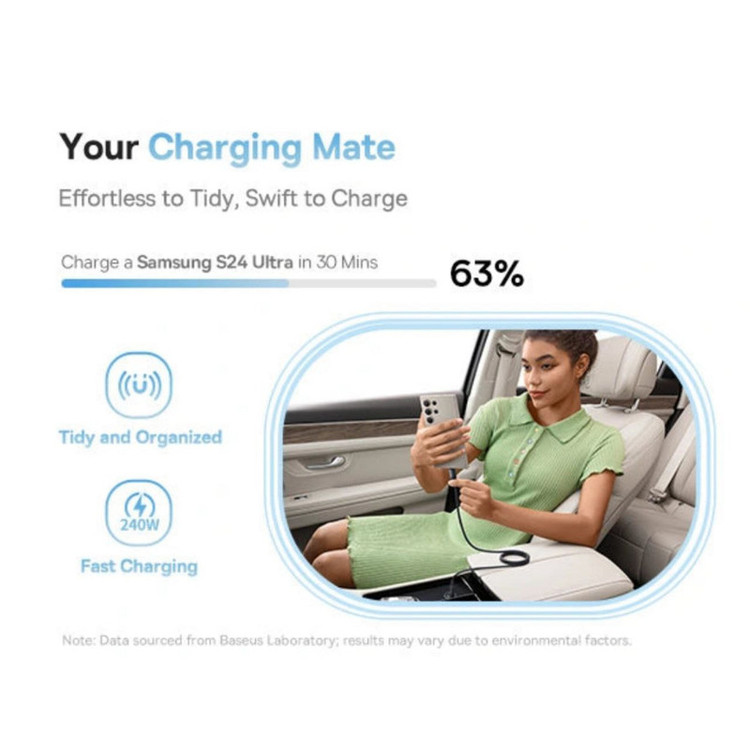 کابل USB-C بیسوس مدل PicoGo Magnetic 240W طول 1 متر