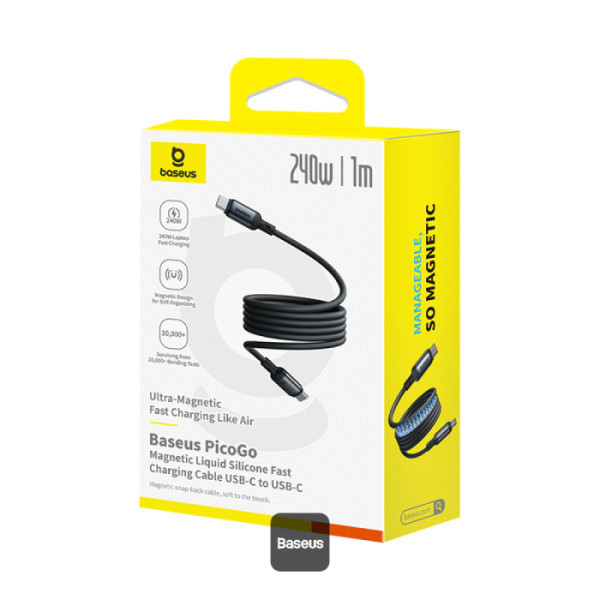 کابل USB-C بیسوس مدل PicoGo Magnetic 240W طول 1 متر