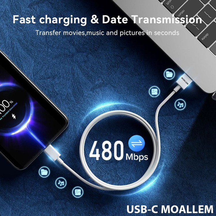 کابل تبدیل USB به USB-C معلم مدل Note 13 pro 4G طول 1 متر