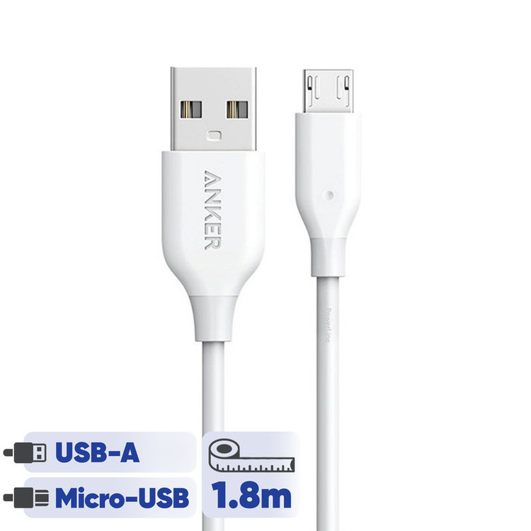 کابل تبدیل USB به microUSB انکر مدل A8133 PowerLine طول 1.8 متر