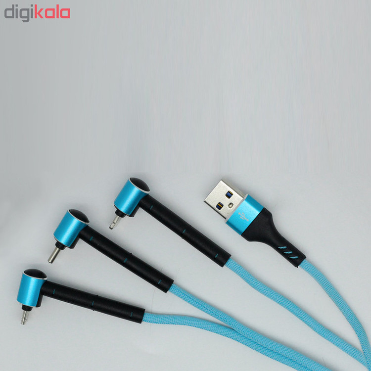 کابل تبدیل USB به MicroUSB/Lightning/USB-C تسکو مدل TC A100 طول 1.2 متر