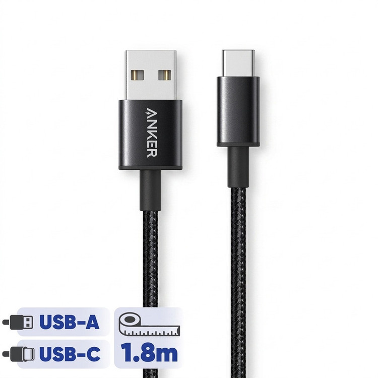 کابل تبدیل USB-A به USB-C انکر مدل Nylon A8173 طول 1.8 متر