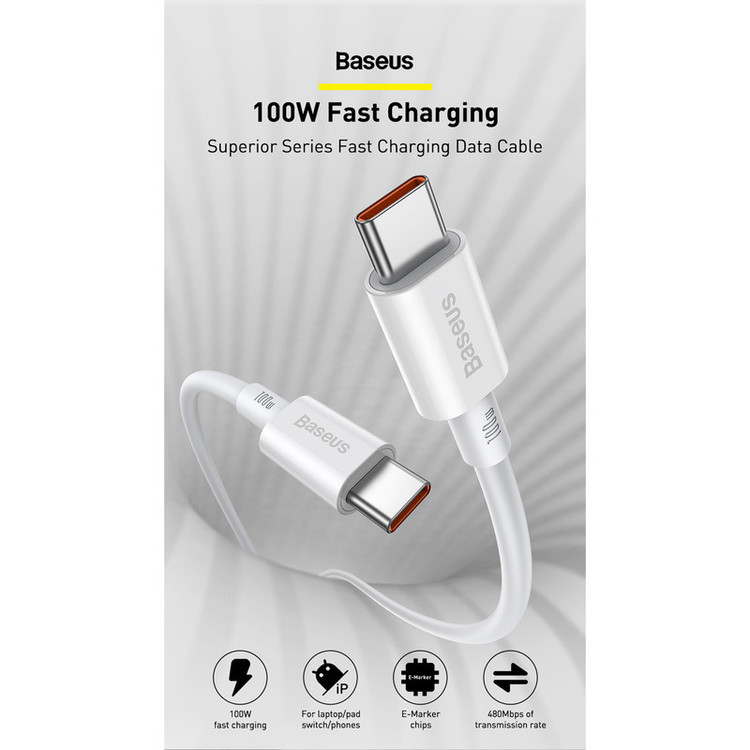کابل USB-C بیسوس مدل Superior Series 2 240W طول 1 متر