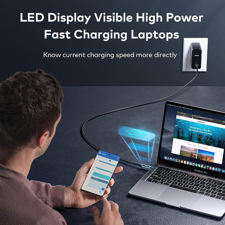 کابل تبدیل USB-C بیسوس مدل Display Fast Charging-100W طول 1 متر