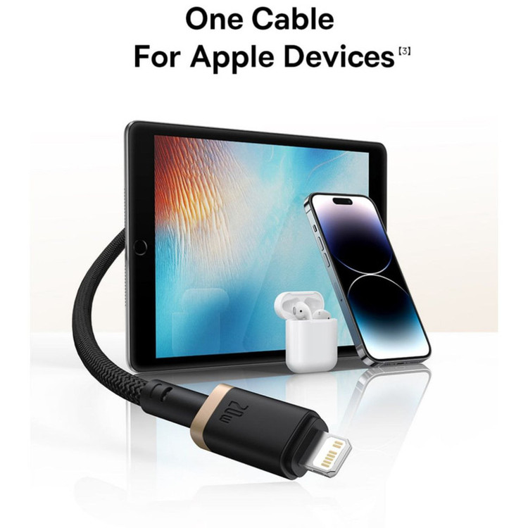 کابل تبدیل USB-C به لایتنینگ بیسوس مدل Dura Series 20W طول 2 متر
