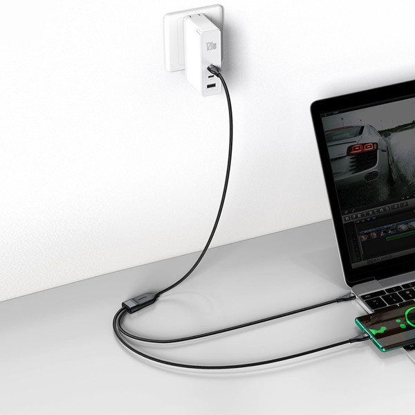 کابل 1 به 2 USB-C باسئوس مدل ONE FOR TWO طول 1.5 متر