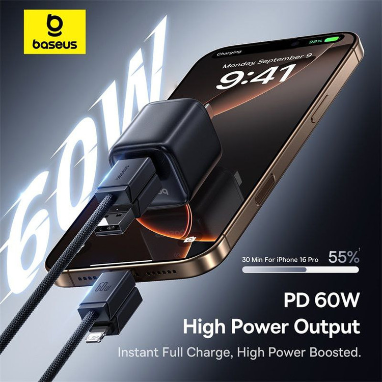 کابل تبدیل USB-C/USB به USB-C/لایتنیگ بیسوس مدل Versatile 60W طول 2 متر