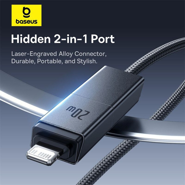 کابل تبدیل USB-C/USB به USB-C/لایتنیگ بیسوس مدل Versatile 60W طول 2 متر