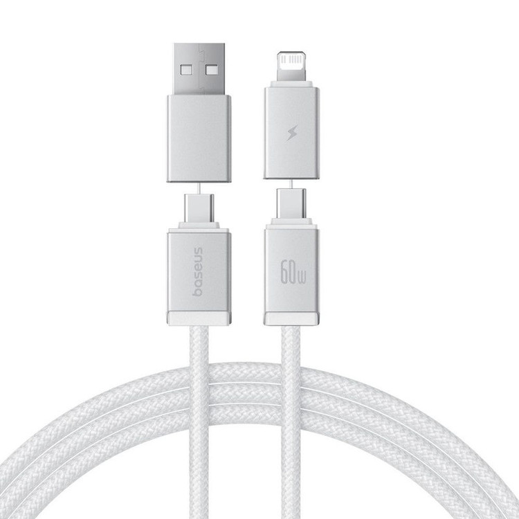 کابل تبدیل USB-C/USB به USB-C/لایتنیگ بیسوس مدل Versatile 60W طول 2 متر