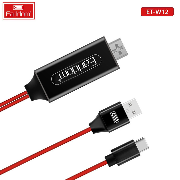کابل تبدیل UCB-C به HDMI ارلدام مدل ET-W12 طول 2 متر