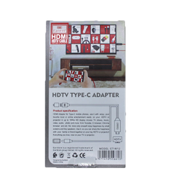کابل تبدیل UCB-C به HDMI ارلدام مدل ET-W12 طول 2 متر