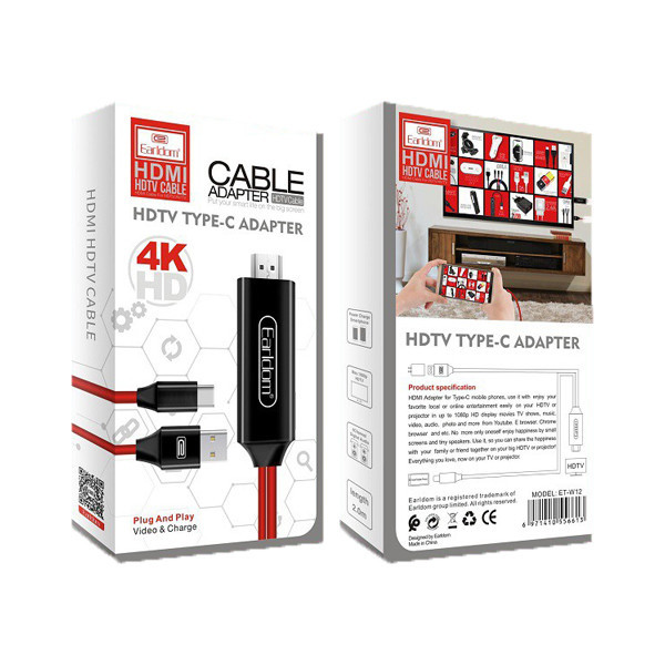 کابل تبدیل UCB-C به HDMI ارلدام مدل ET-W12 طول 2 متر