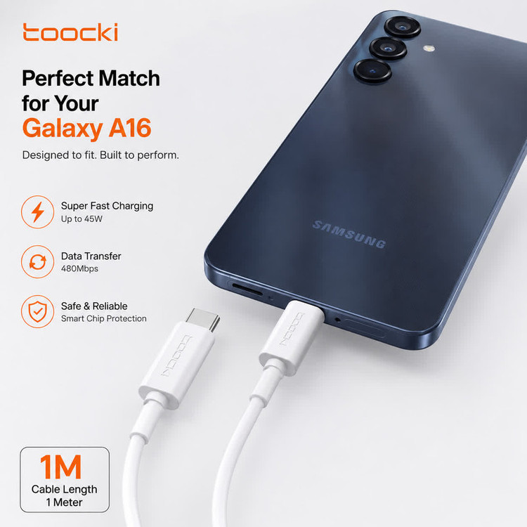 کابل شارژ USB-C توکی مدل A16 با طول ۱ متر