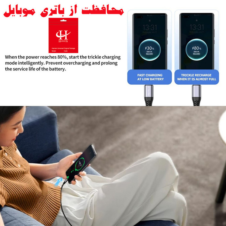 کابل USB-C هارمن مدل NICEDICE FST100W طول 1 متر