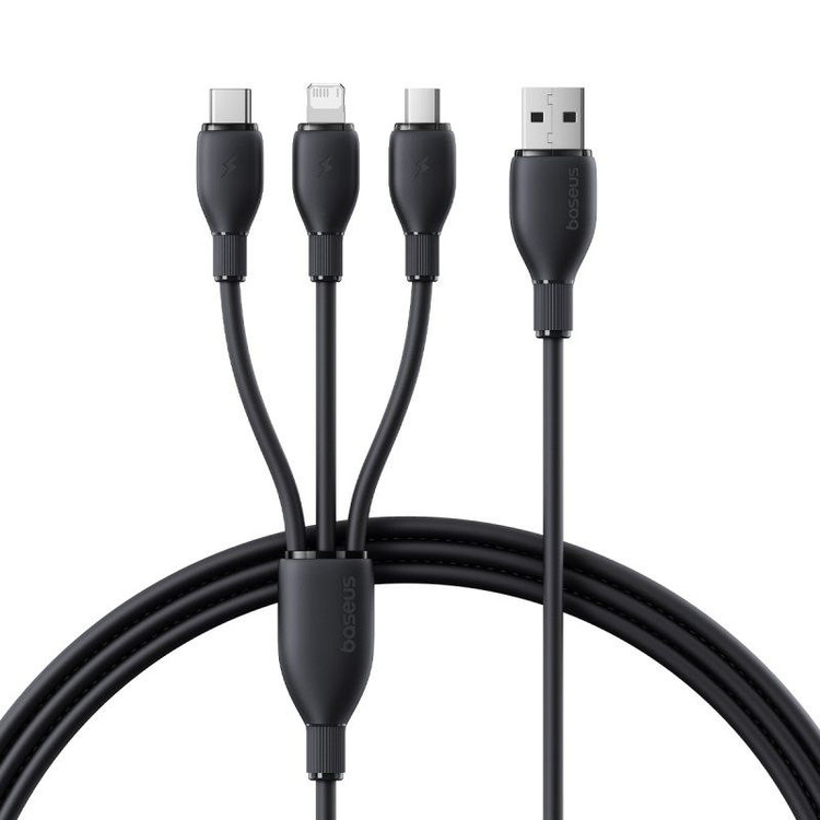 کابل تبدیل USB به لایتنینگ/USB-C/micro-USB بیسوس مدل Ultra-Fast 3.5A طول 1.3 متر