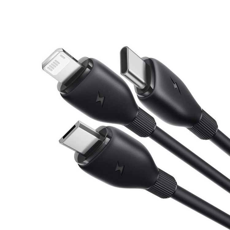 کابل تبدیل USB به لایتنینگ/USB-C/micro-USB بیسوس مدل Ultra-Fast 3.5A طول 1.3 متر