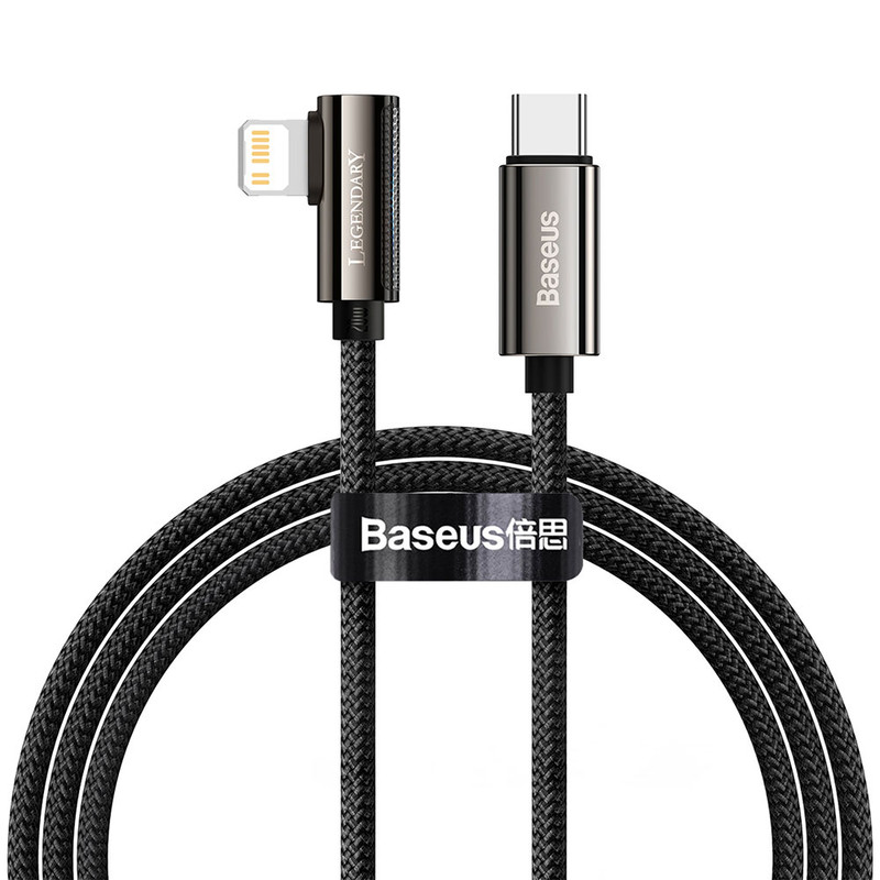 کابل تبدیل USB-C به لایتنینگ باسئوس مدل Legend Series Elbow Fast Charging 20W طول 2 متر