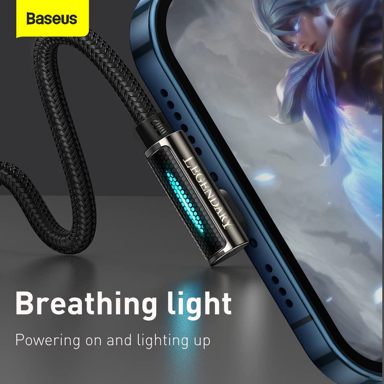 کابل تبدیل USB-C به لایتنینگ باسئوس مدل Legend Series Elbow Fast Charging 20W طول 2 متر