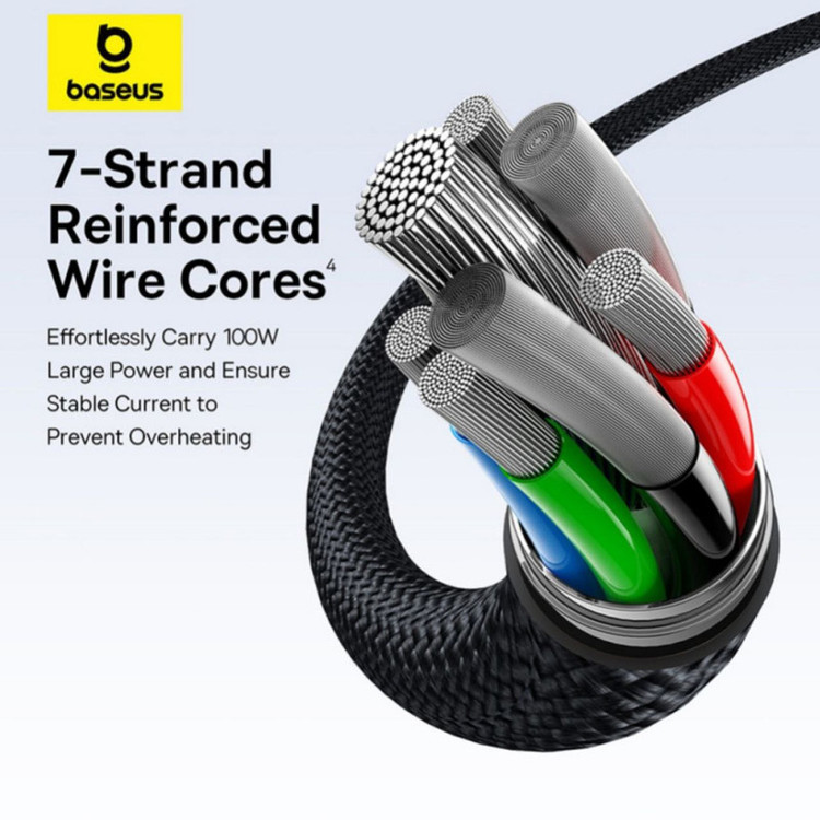 کابل تبدیل USB-C به لایتنینگ/USB-C بیسوس مدل Flash Series 3 100W طول 1.5 متر