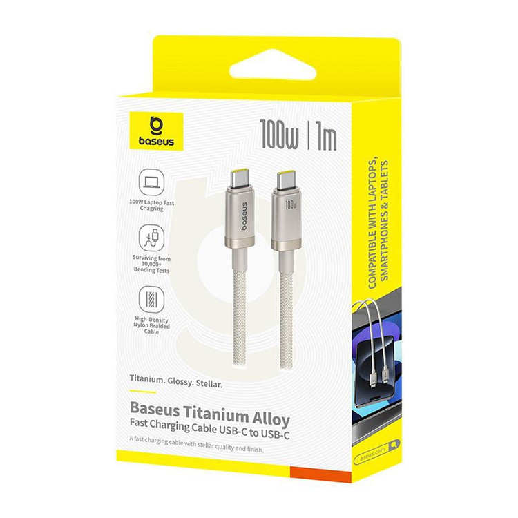 کابل تبدیل USB-C بیسوس مدل Titanium Series 100W طول 1 متر