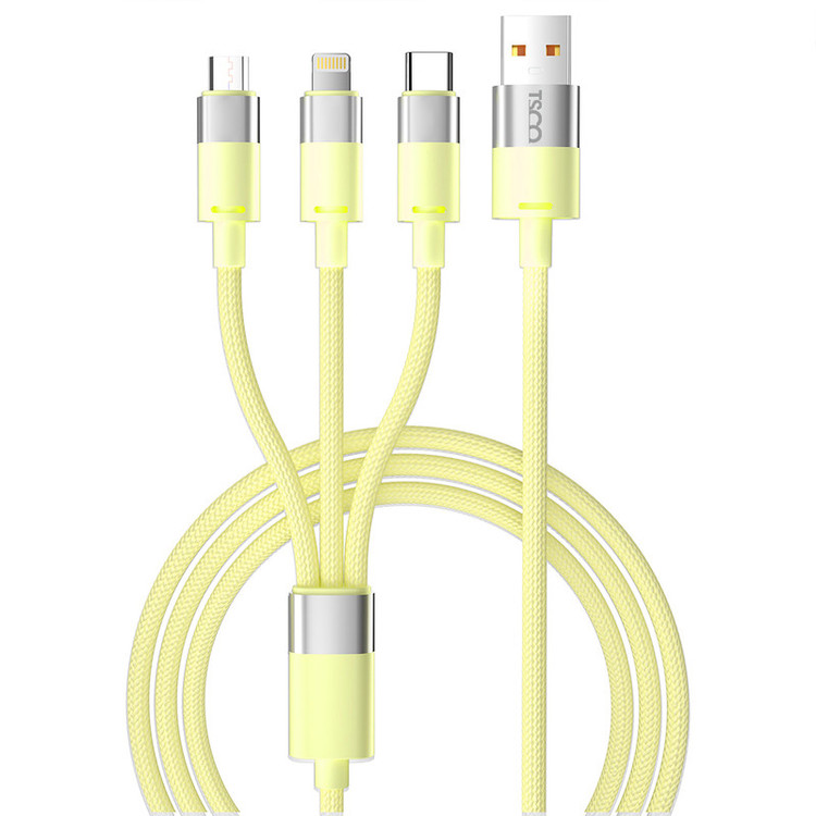 کابل تبدیل USB به USB-C | microUSB | لایتنینگ تسکو مدل TCT 111 طول 1.2 متر