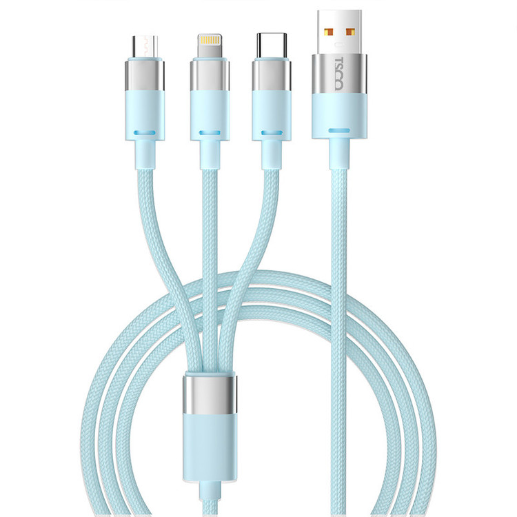 کابل تبدیل USB به USB-C | microUSB | لایتنینگ تسکو مدل TCT 111 طول 1.2 متر