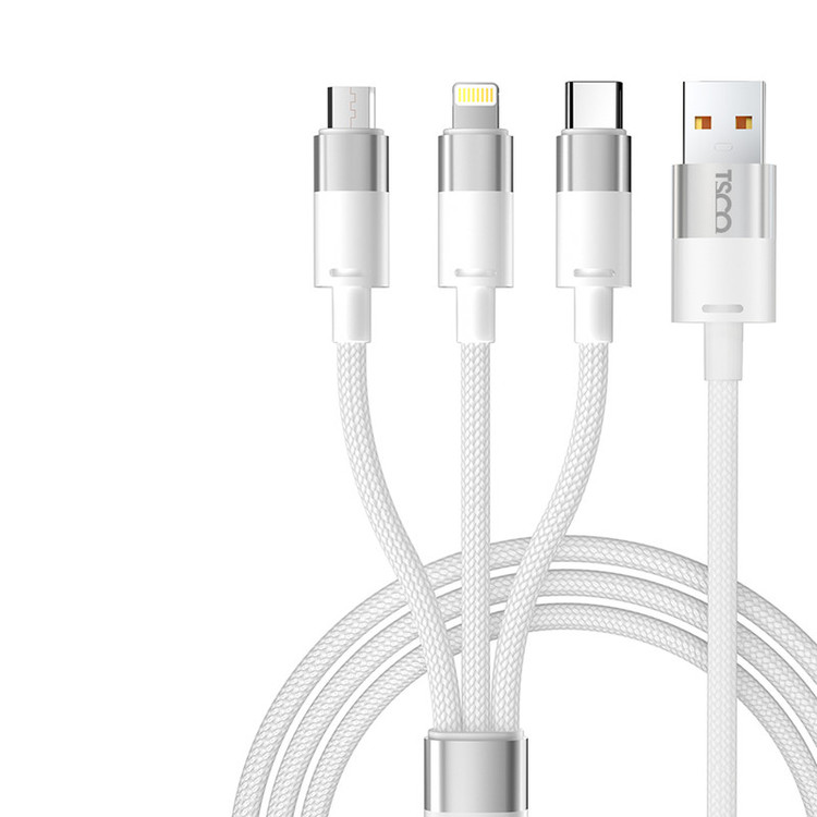 کابل تبدیل USB به USB-C | microUSB | لایتنینگ تسکو مدل TCT 111 طول 1.2 متر