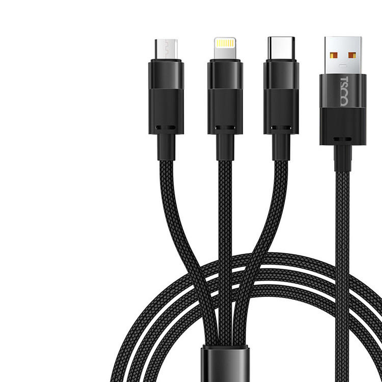 کابل تبدیل USB به USB-C | microUSB | لایتنینگ تسکو مدل TCT 111 طول 1.2 متر