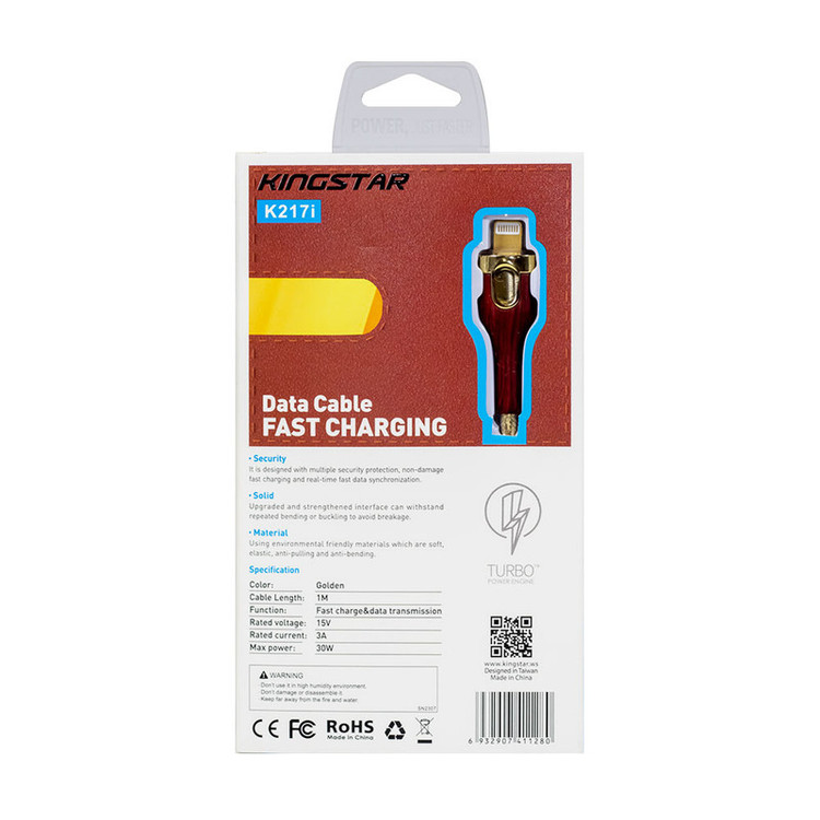 کابل تبدیل USB به لایتنینگ کینگ استار مدل K217i طول 1 متر