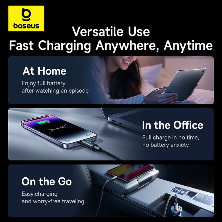 کابل تبدیل USB-C به لایتنینگ بیسوس مدل Lit Button-Control 20W طول 2 متر