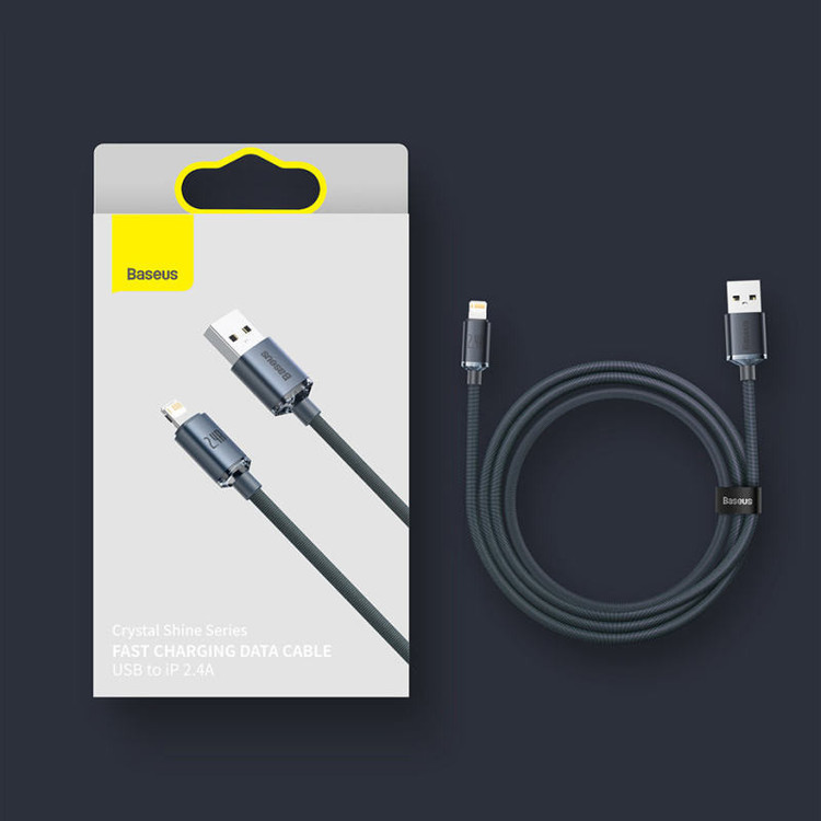 کابل تبدیل USB به لایتنینگ باسئوس مدل Crystal Shine طول 2 متر