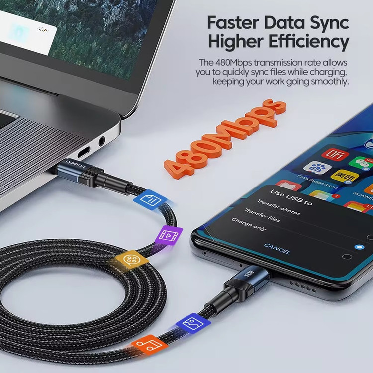 کابل تبدیل USB-C توکی مدل 100W TQ-X12 طول 1 متر