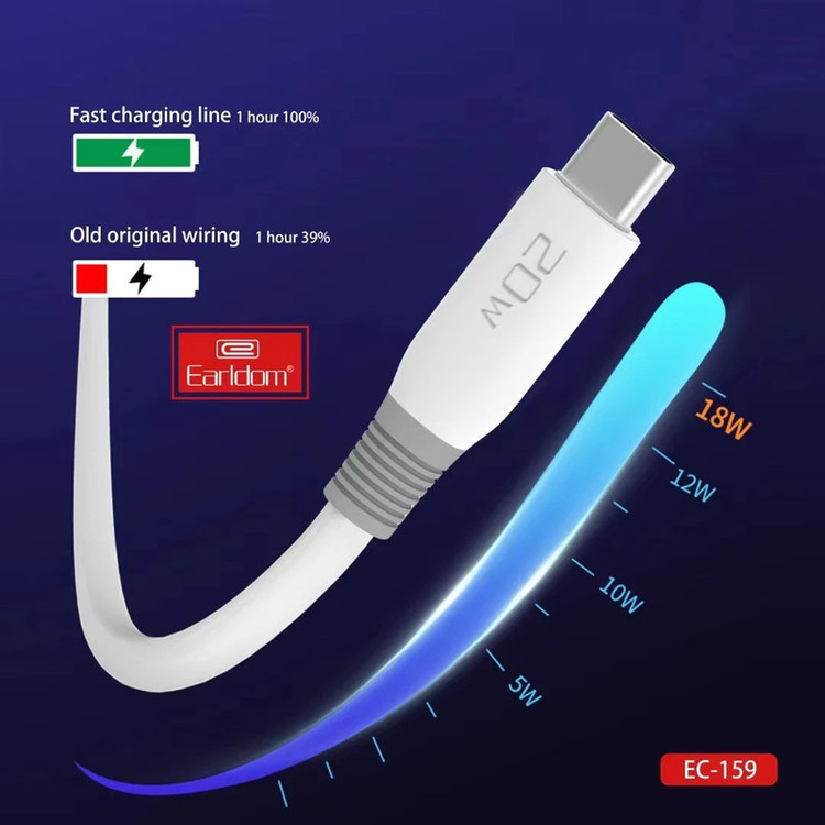 کابل تبدیل USB به USB-C ارلدام مدل EC-158C silicone 20W طول 1 متر