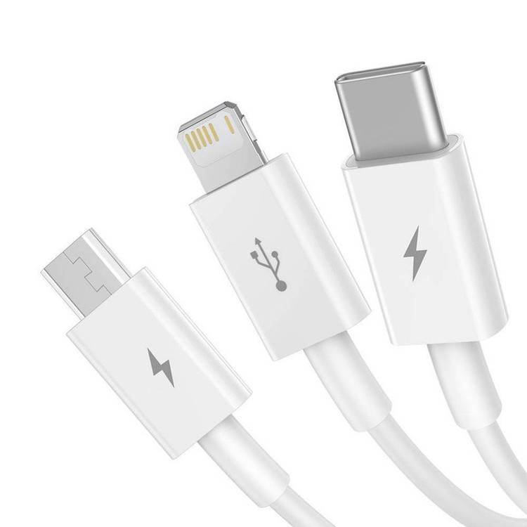 کابل تبدیل USB به microUSB / لایتنینگ / USB-C باسئوس مدل Superior Series طول 1.5 متر