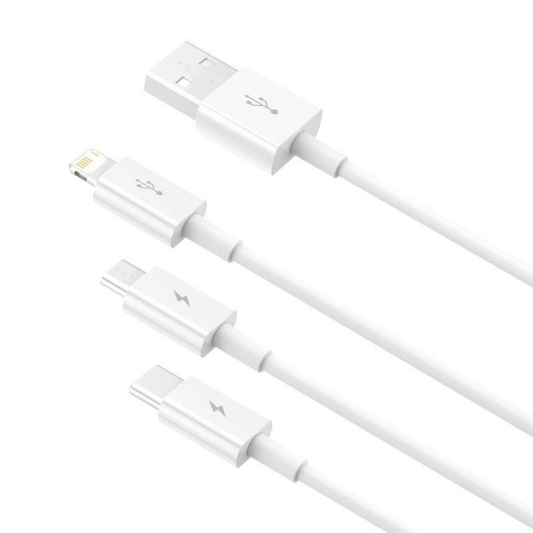 کابل تبدیل USB به microUSB / لایتنینگ / USB-C باسئوس مدل Superior Series طول 1.5 متر