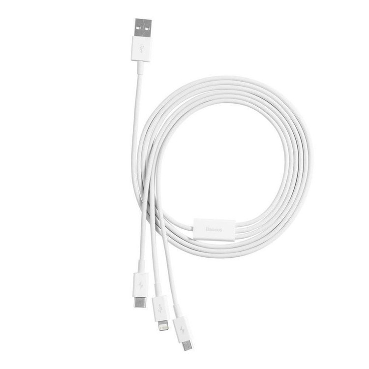 کابل تبدیل USB به microUSB / لایتنینگ / USB-C باسئوس مدل Superior Series طول 1.5 متر