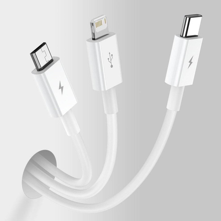 کابل تبدیل USB به microUSB / لایتنینگ / USB-C باسئوس مدل Superior Series طول 1.5 متر