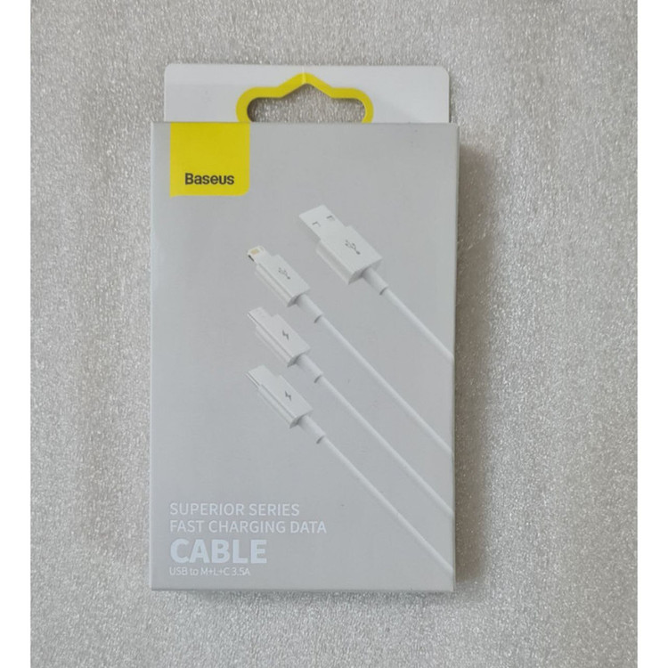 کابل تبدیل USB به microUSB / لایتنینگ / USB-C باسئوس مدل Superior Series طول 1.5 متر