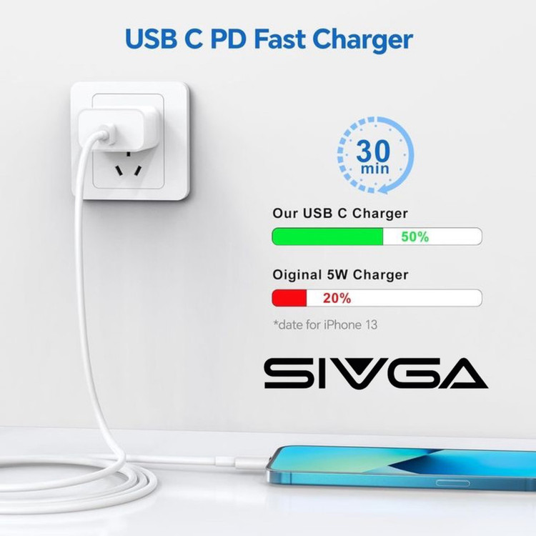 کابل تبدیل USB-C به لایتنینگ سیوگا مدل PowerLine طول 1 متر