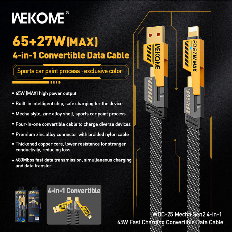 کابل تبدیل USB-C به USB/لایتنینگ ویکام مدل WDC-25 طول 1.2 متر