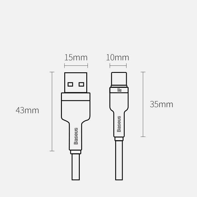 کابل تبدیل USB به USB-C باسئوس مدل Metal Data cable 66W طول 2 متر