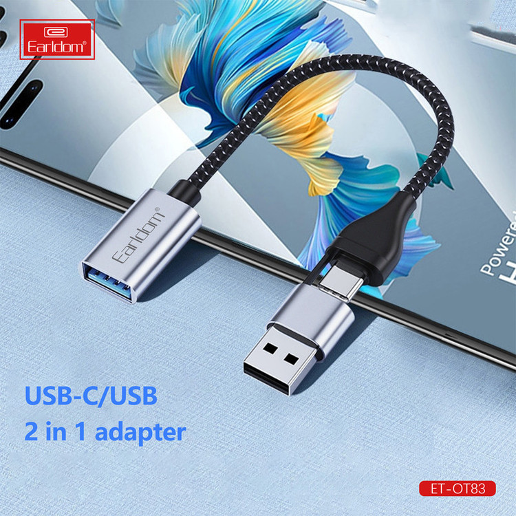 مبدل OTG USB به USB-C / USB ارلدام مدل 2IN1 OT83