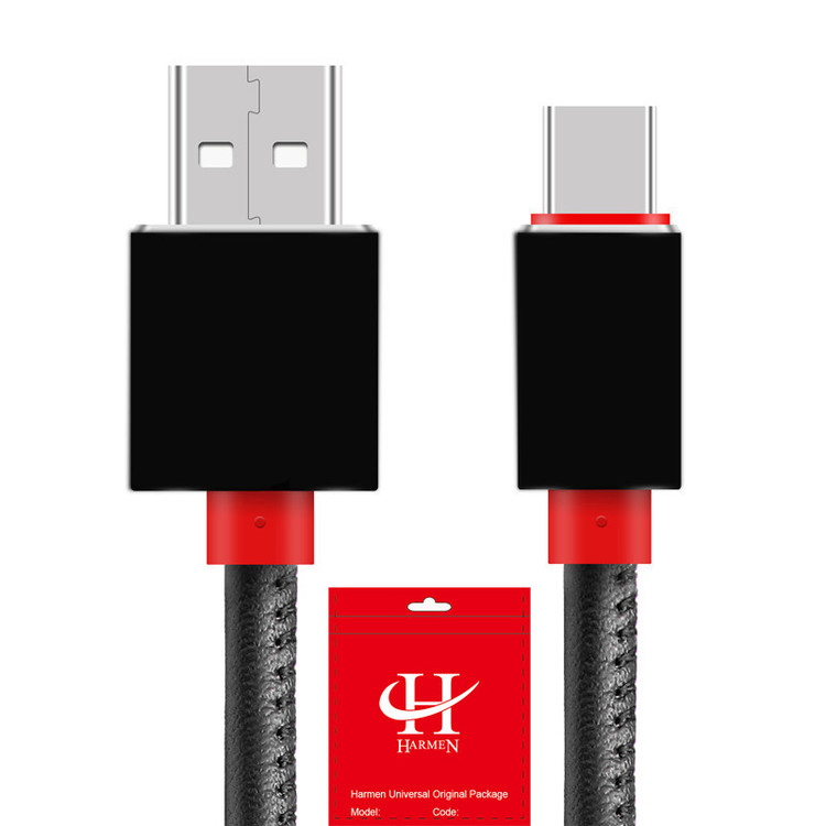 کابل تبدیل USB به USB-C هارمن مدل PU LEATHER2M طول 2 متر