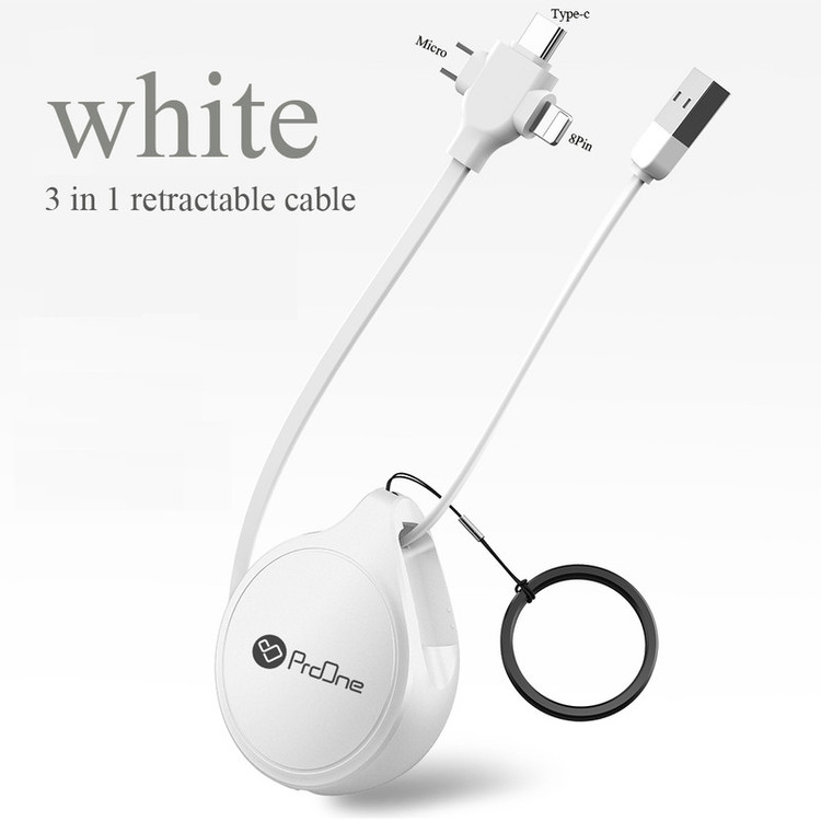 کابل تبدیل USB به USB-C / microUSB / لایتنینگ پرووان مدل PCC108R طول 1 متر