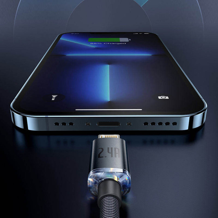 کابل تبدیل USB به لایتنینگ باسئوس مدل Crystal Shine طول 1.2 متر