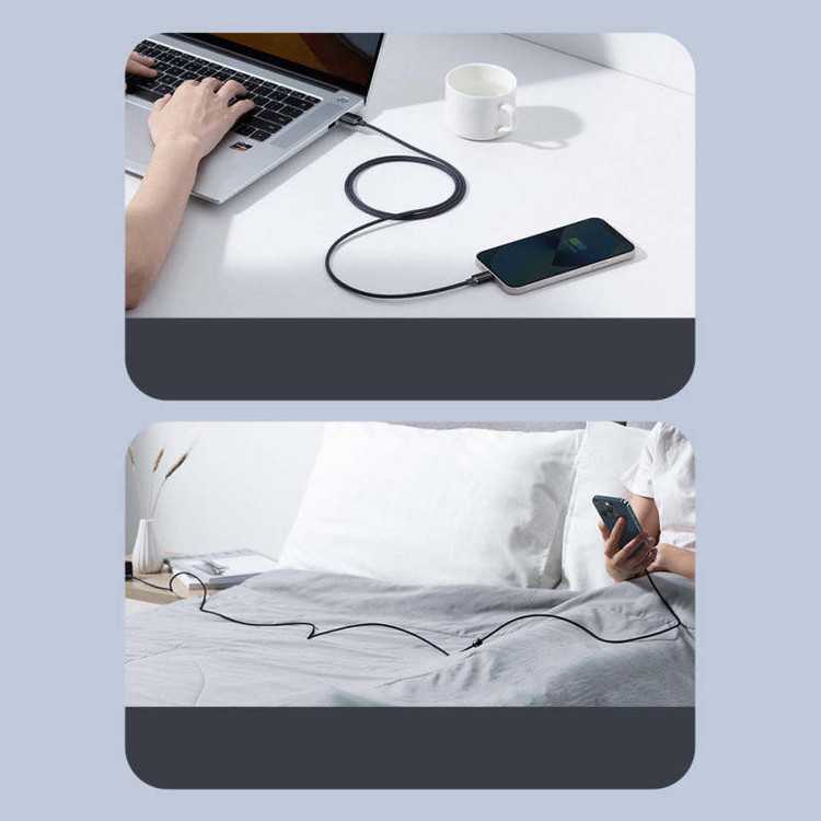 کابل تبدیل USB به لایتنینگ باسئوس مدل Crystal Shine طول 1.2 متر