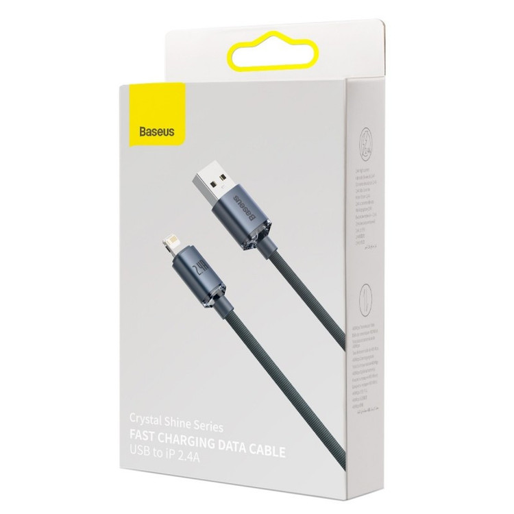 کابل تبدیل USB به لایتنینگ باسئوس مدل Crystal Shine طول 1.2 متر